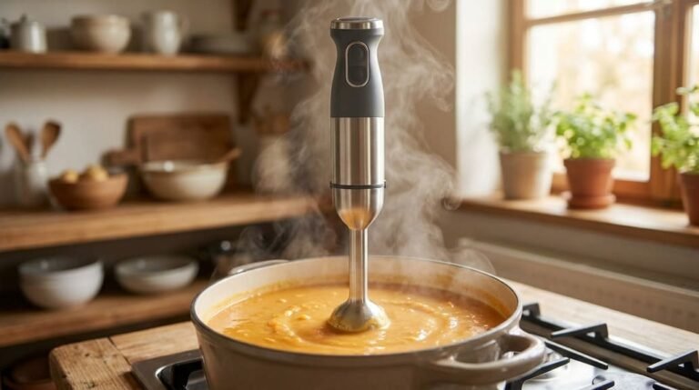 varinha mágica a preparar sopa cremosa